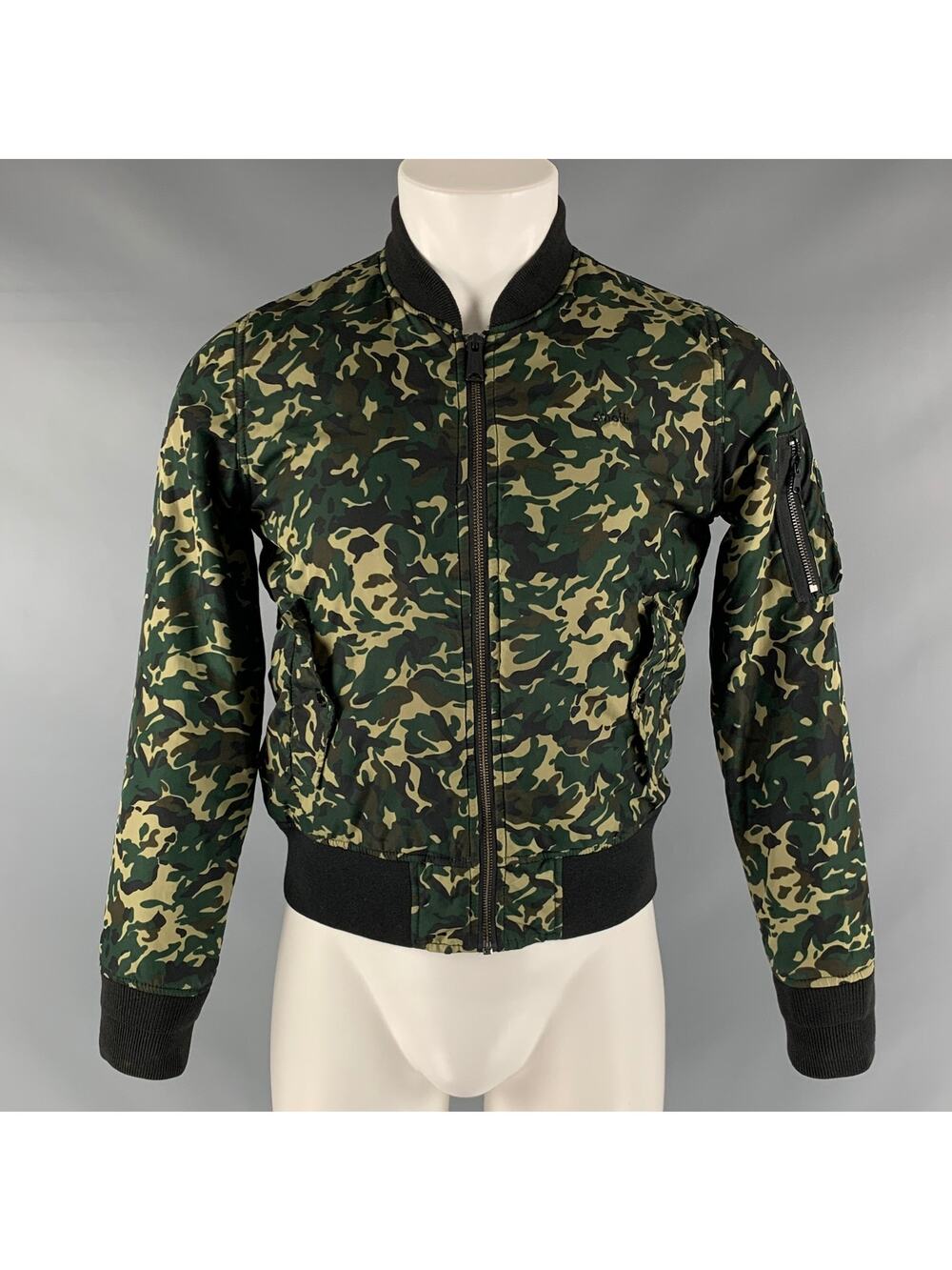 SCHOTT Size M Green Camo Polyester Bomber Jacket